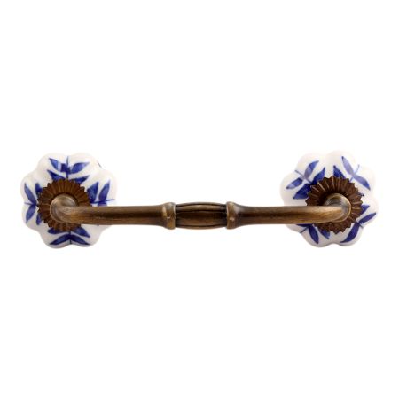 Blue Leaf Medium Ceramic Bridge Handle